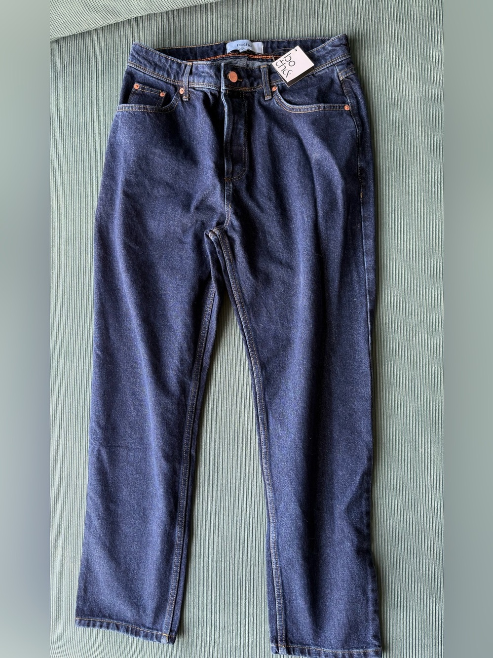 NWT Both& Apparel Jo Blue Jeans Dark Pants Androgynous Straight Cargo Trousers